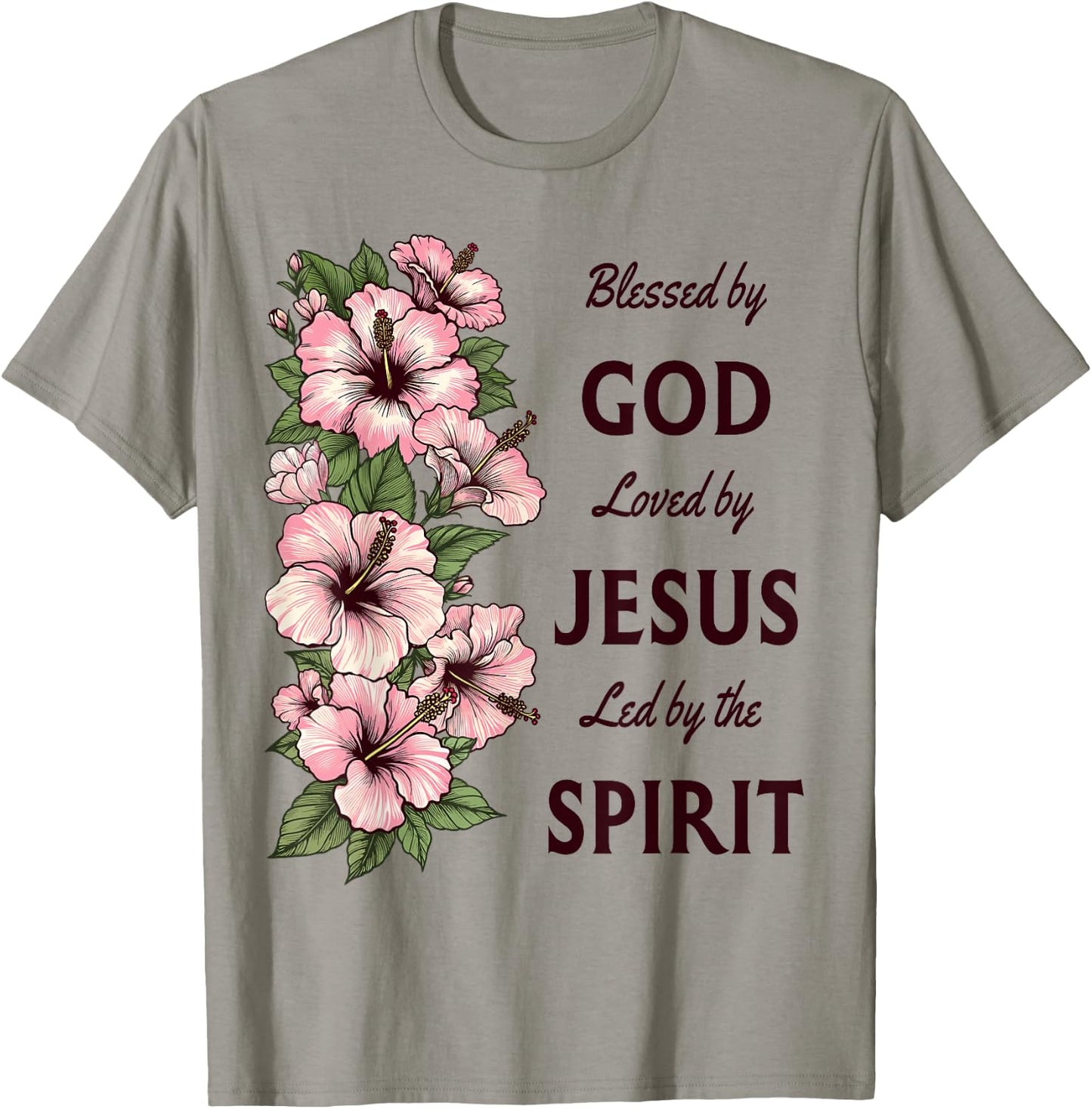 Blessed by God Loved by Jesus Hibiscus Christian T-Shirt - T-Shirt | Sand