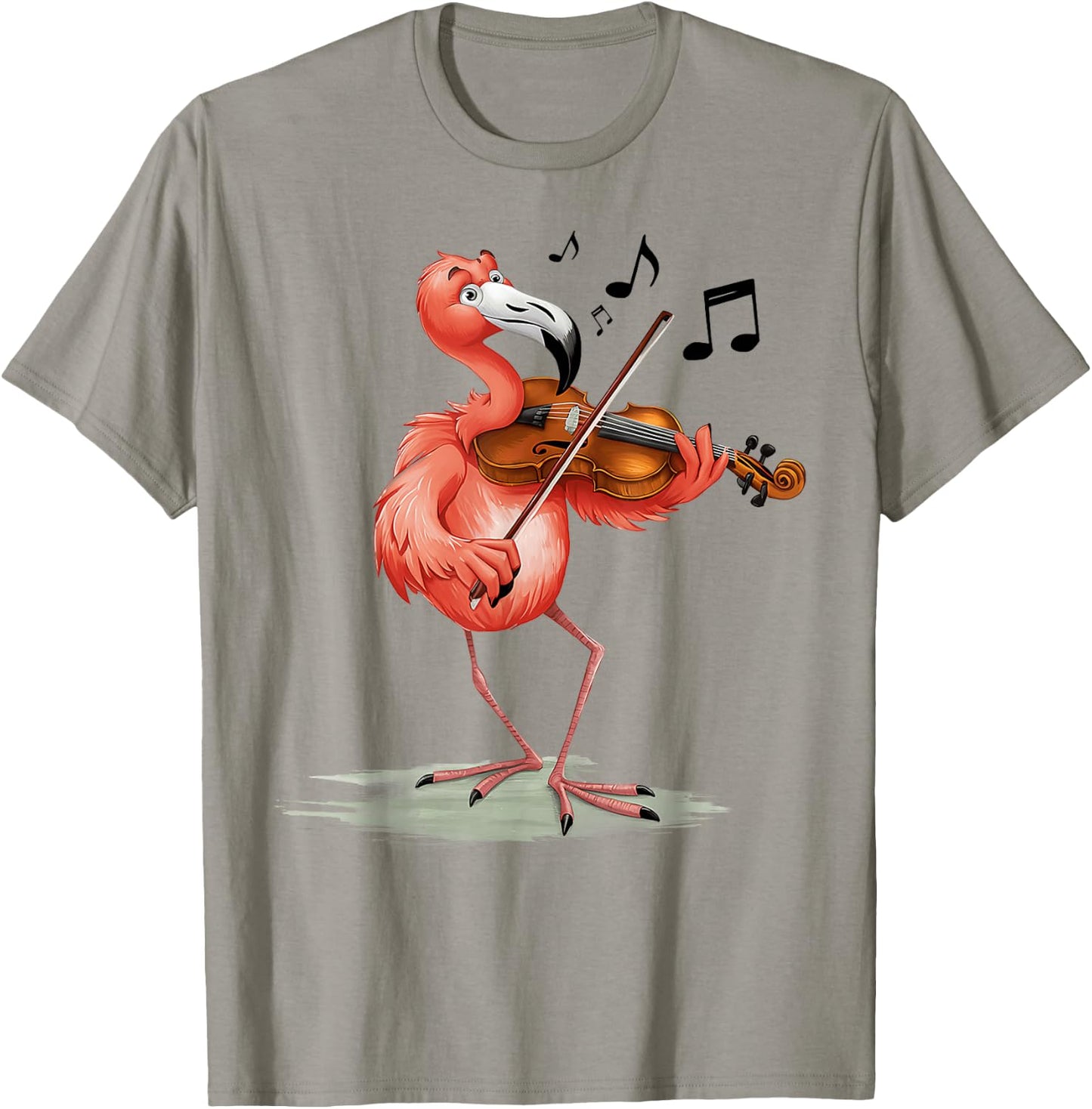 Funny Musician Violinist Cute Flamingo Playing Violin T-Shirt - T-Shirt | Sand