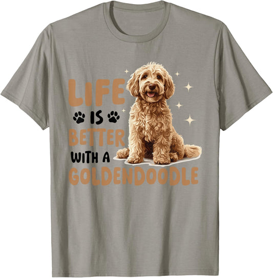 Goldendoodle Dog Breed Life is Better with a Goldendoodle T-Shirt - T-Shirt | Sand