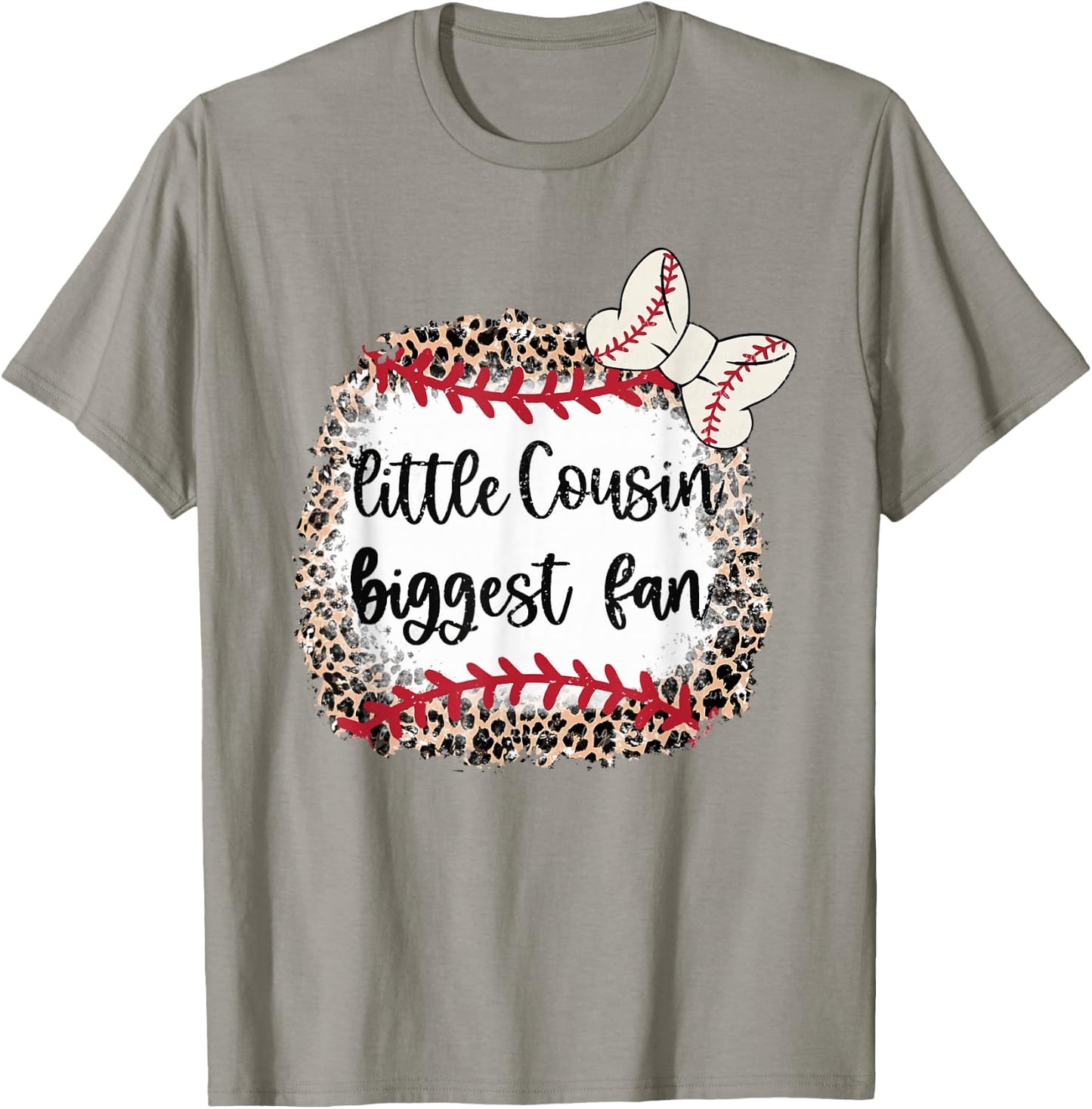 Leopard Baseball Little Cousin Biggest Fan Toddler Kids T-Shirt - T-Shirt | Sand