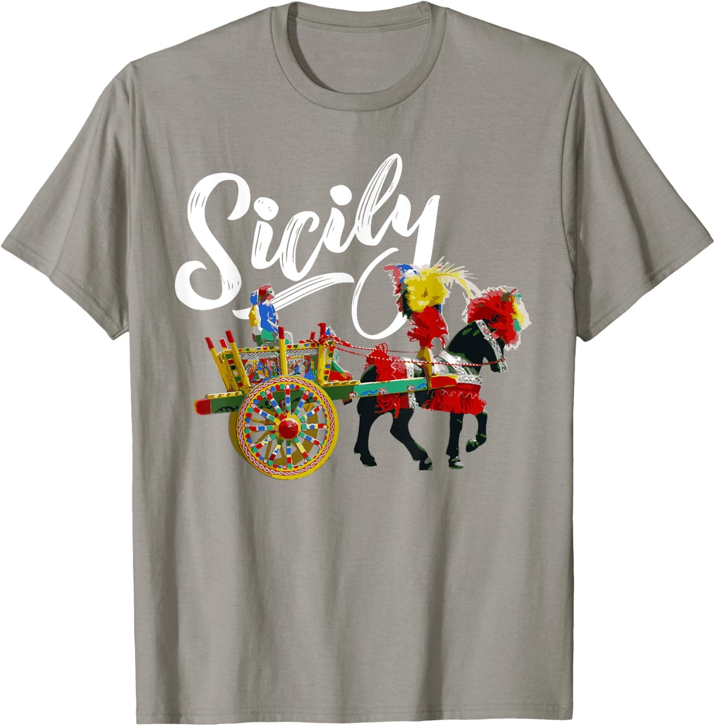 Sicily Horse and Cart Traditional Cultural Sicilian Folk Art T-Shirt - T-Shirt | Sand
