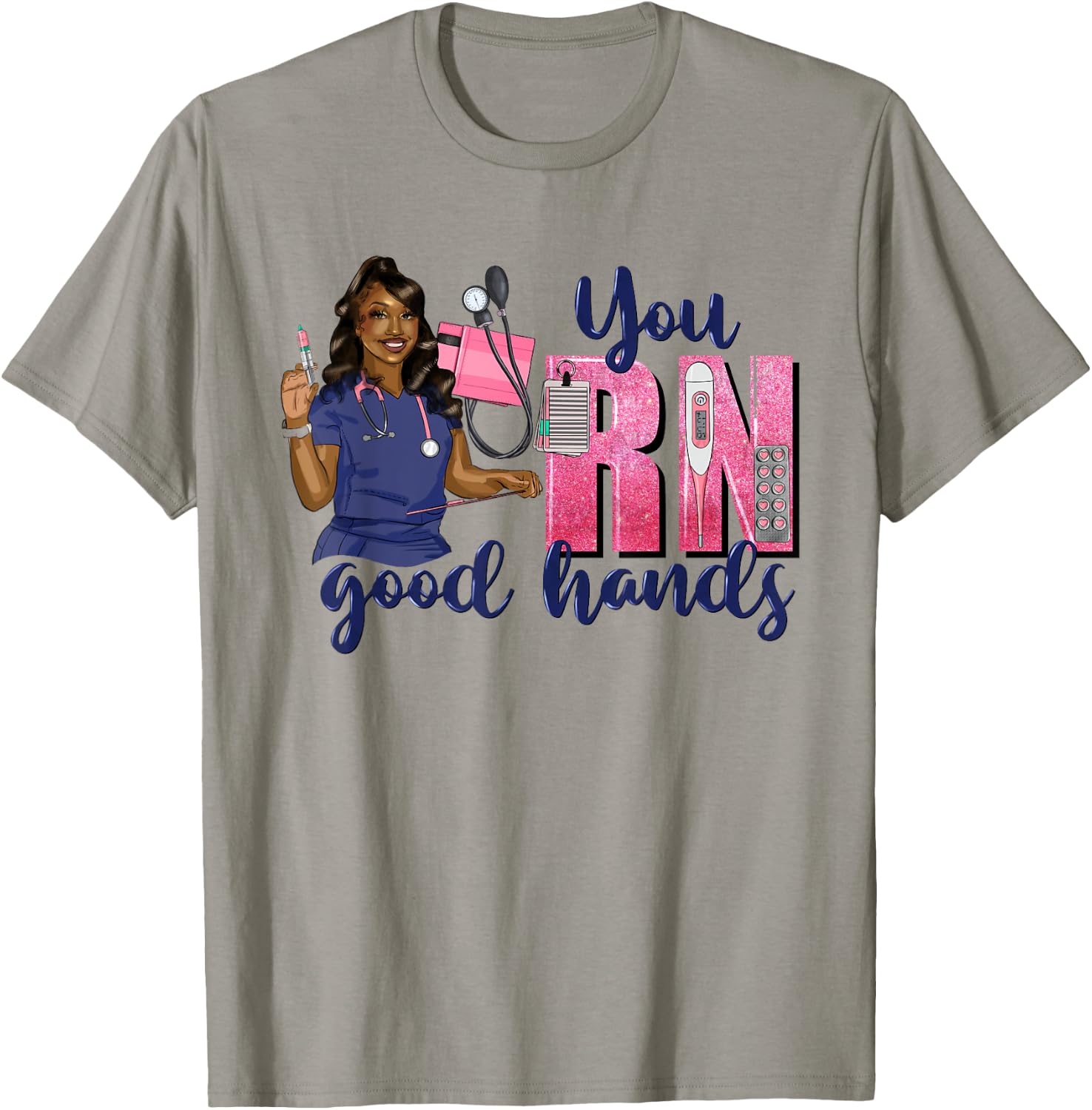You RN Good Hands School Nurse Week 2025 Nursing Student RN T-Shirt - T-Shirt | Sand