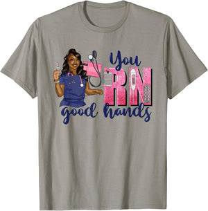 You RN Good Hands School Nurse Week 2025 Nursing Student RN T-Shirt - T-Shirt | Sand