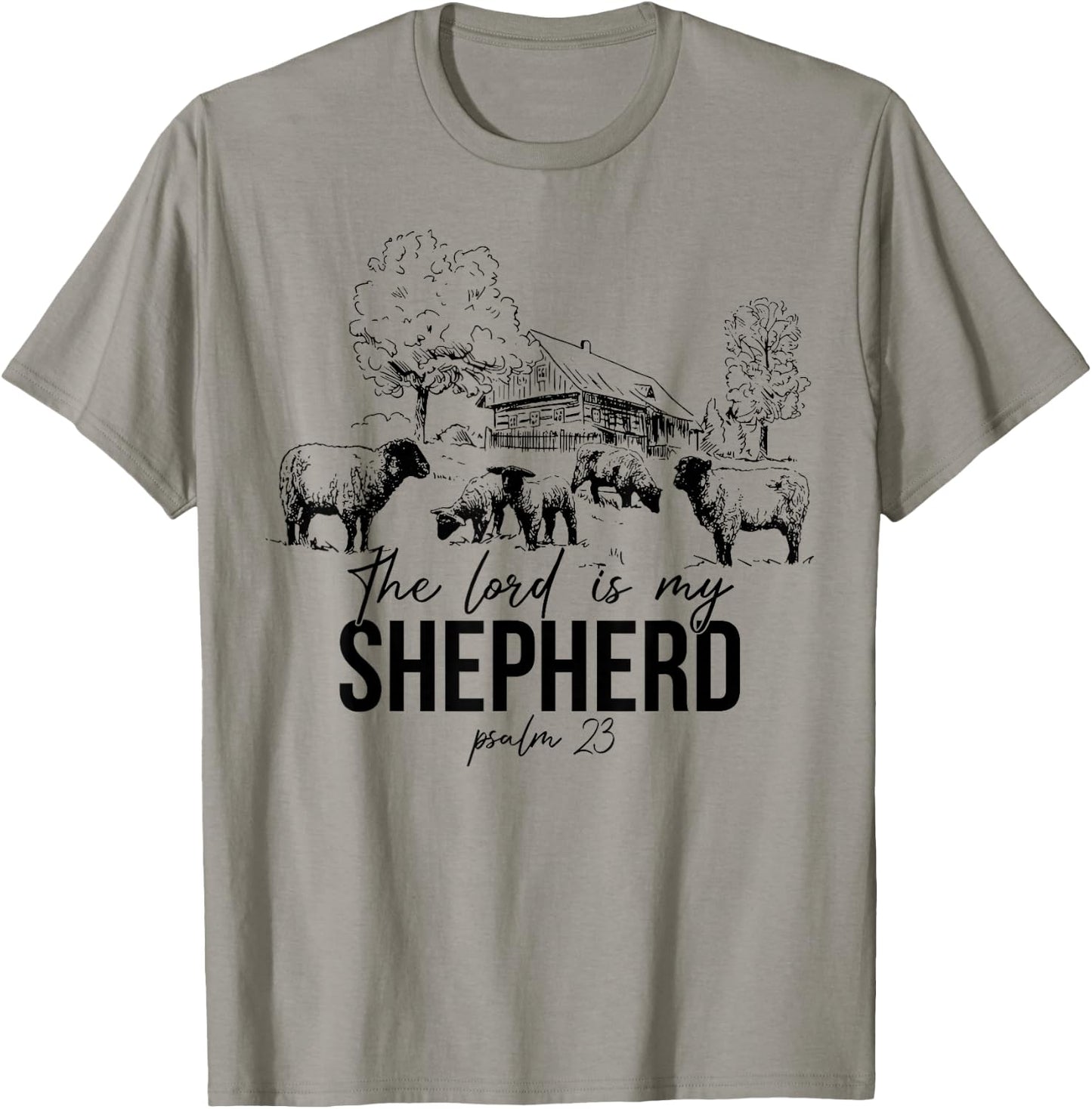 The Lord Is My Shepherd Funny Sheep Farm T-Shirt - T-Shirt | Sand