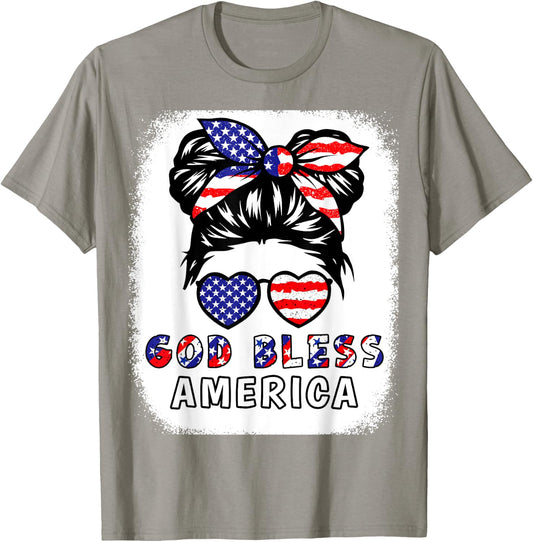 Girl God Bless America 4th July Daughter Toddler Patriotic T-Shirt - T-Shirt | Sand