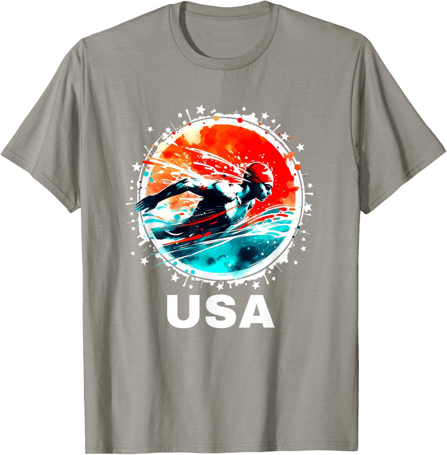 Swimming United States Team Apparel American Flag Swimming T-Shirt - T-Shirt | Sand