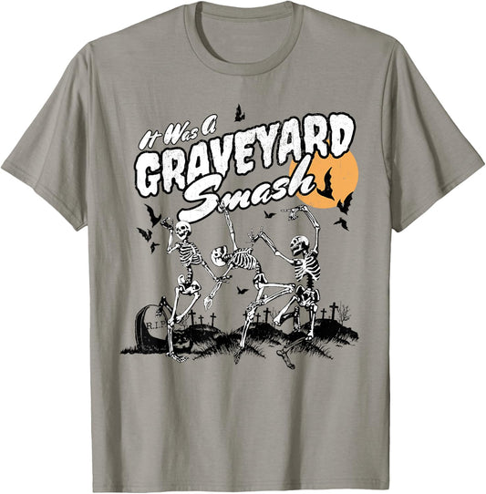 It Was A Graveyard Smash Skeleton Spooky Season Halloween T-Shirt - T-Shirt | Sand
