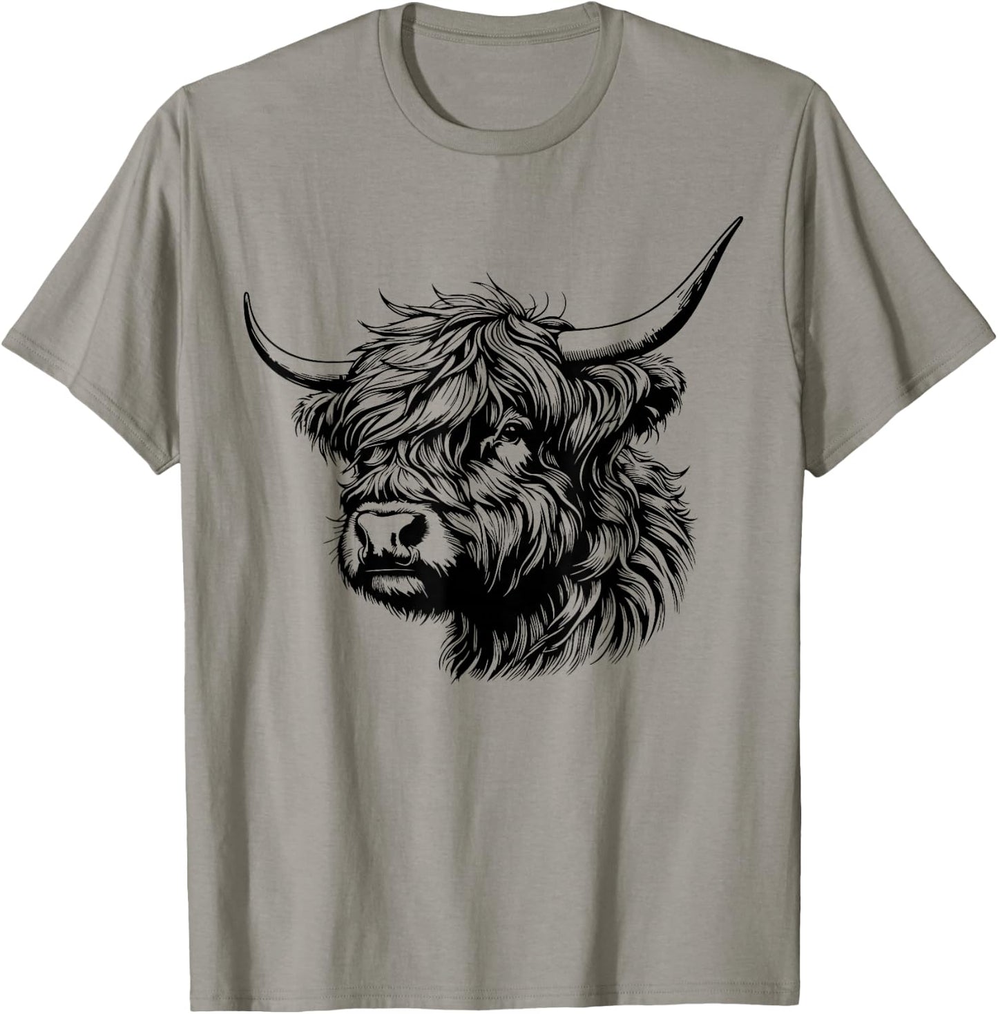 Scottish Highland Cow Head Calf Animal Cute Highland Cow T-Shirt - T-Shirt | Sand