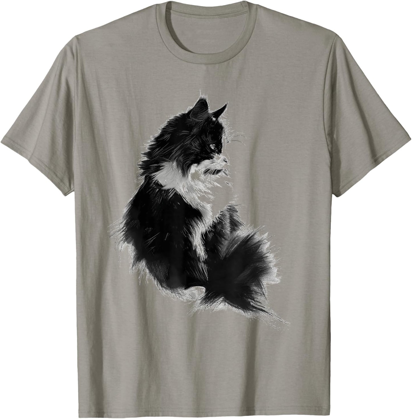 Cat Abstract Graphic Drawing Illustration Animal Cat Women Kids T-Shirt - T-Shirt | Sand