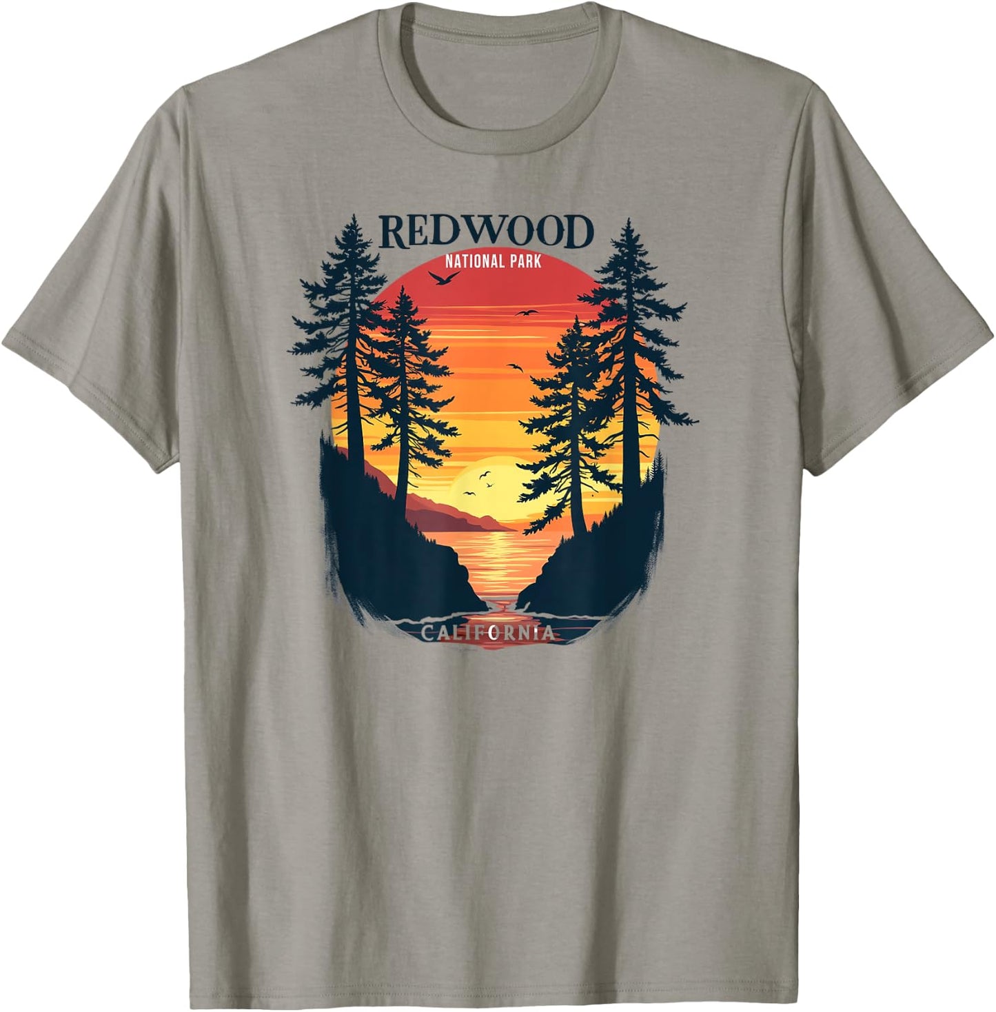 Redwood National Park California Sunset T-Shirt - T-Shirt | Sand