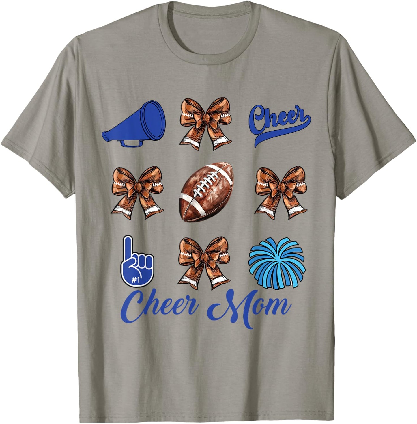 Cheer Mom Football Coquette Bow Cheerleading Mama T-Shirt - T-Shirt | Sand