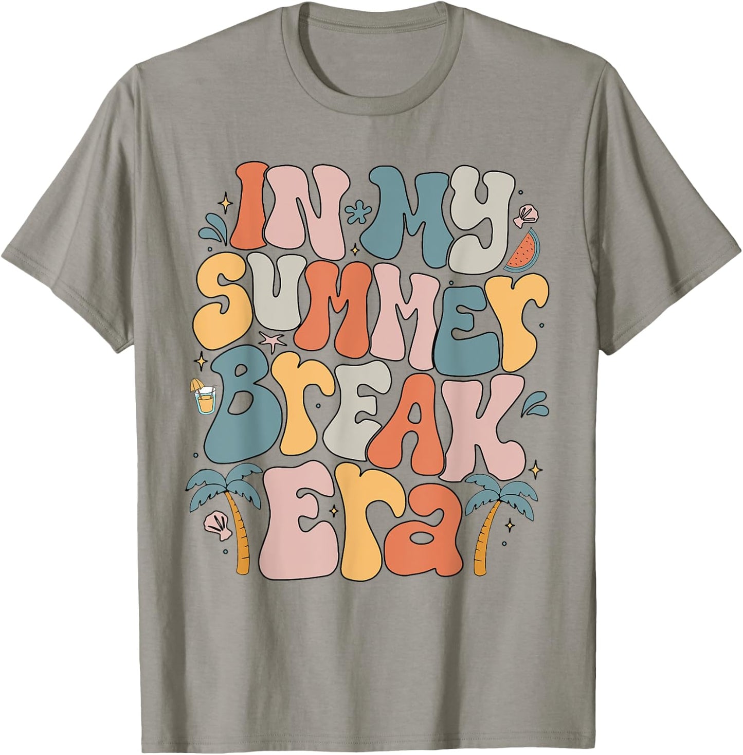 In My Summer Break Era Teacher Summer Break Vacation Groovy Women Kids T-Shirt - T-Shirt | Sand