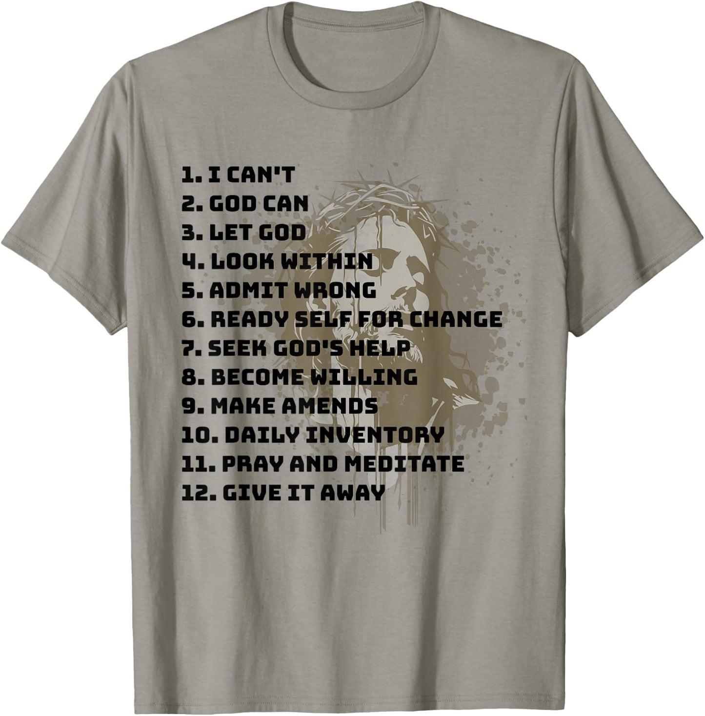 Celebrate the Recovery Christian Cross 12 Step Guide Pray T-Shirt - T-Shirt | Sand