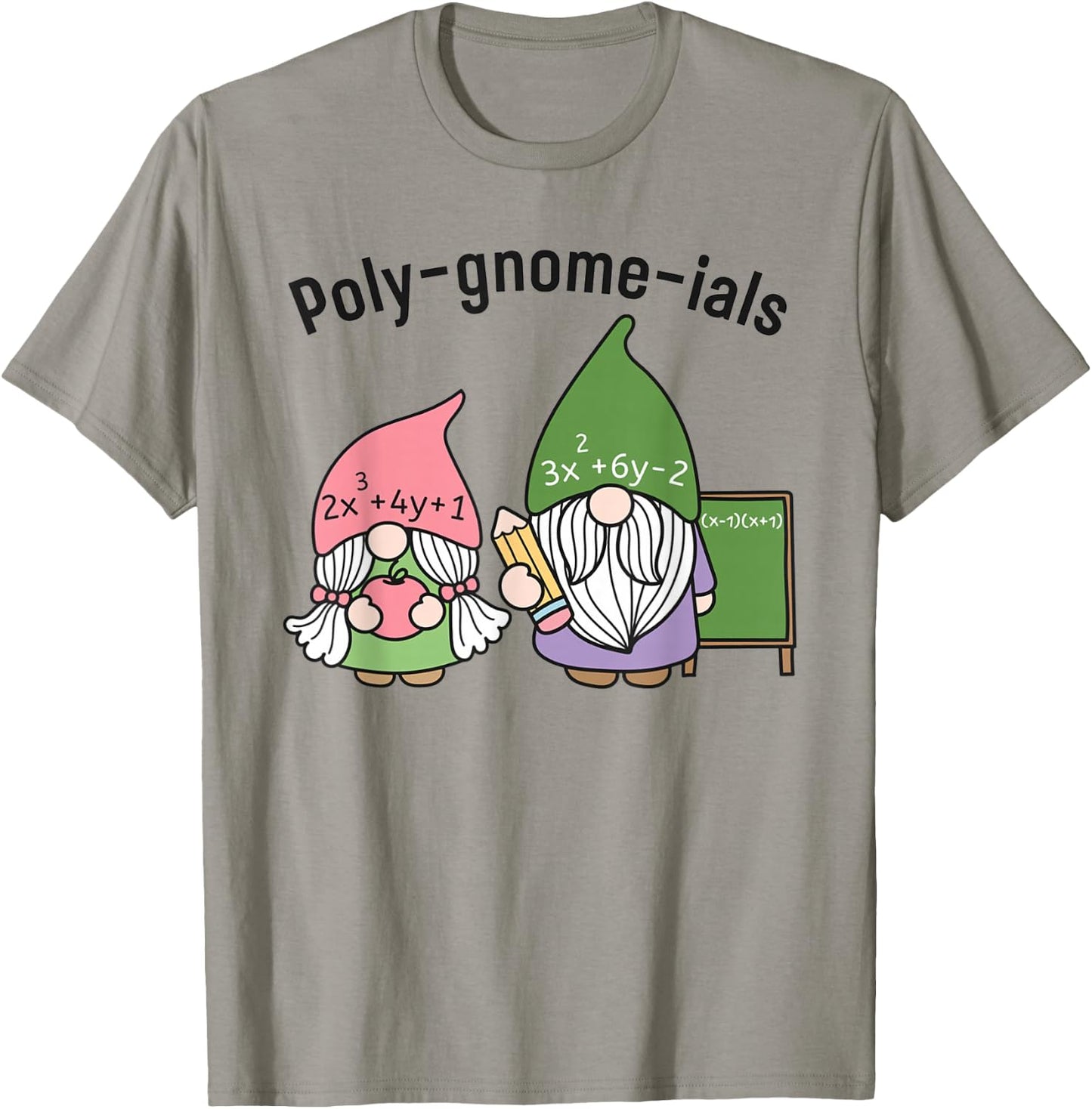Funny Math Teacher Poly-gnome-ials Algebra Teacher Calculus T-Shirt - T-Shirt | Sand
