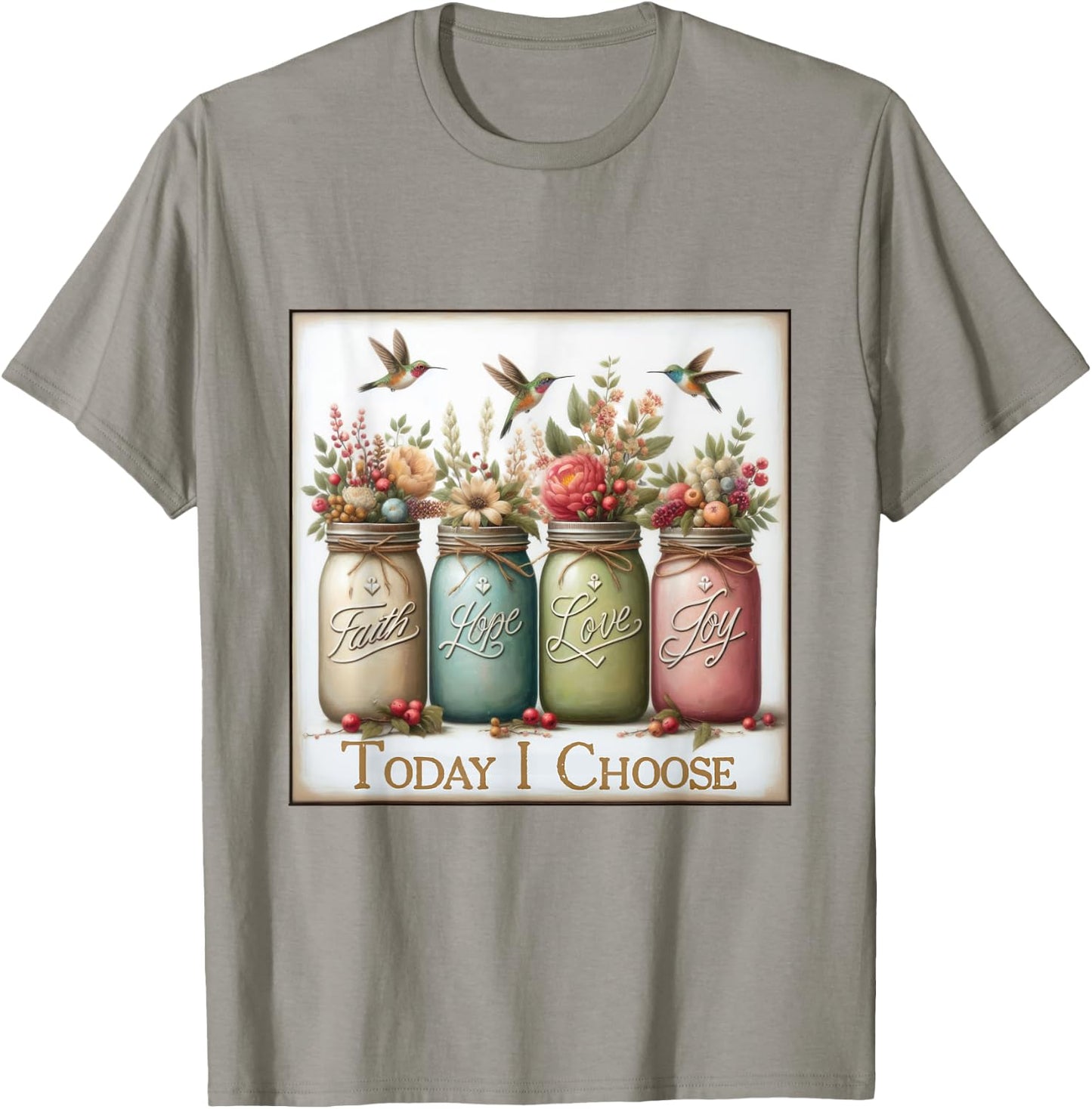 Christian Faith Hope Love Wild Flowers Jars T-Shirt - T-Shirt | Sand