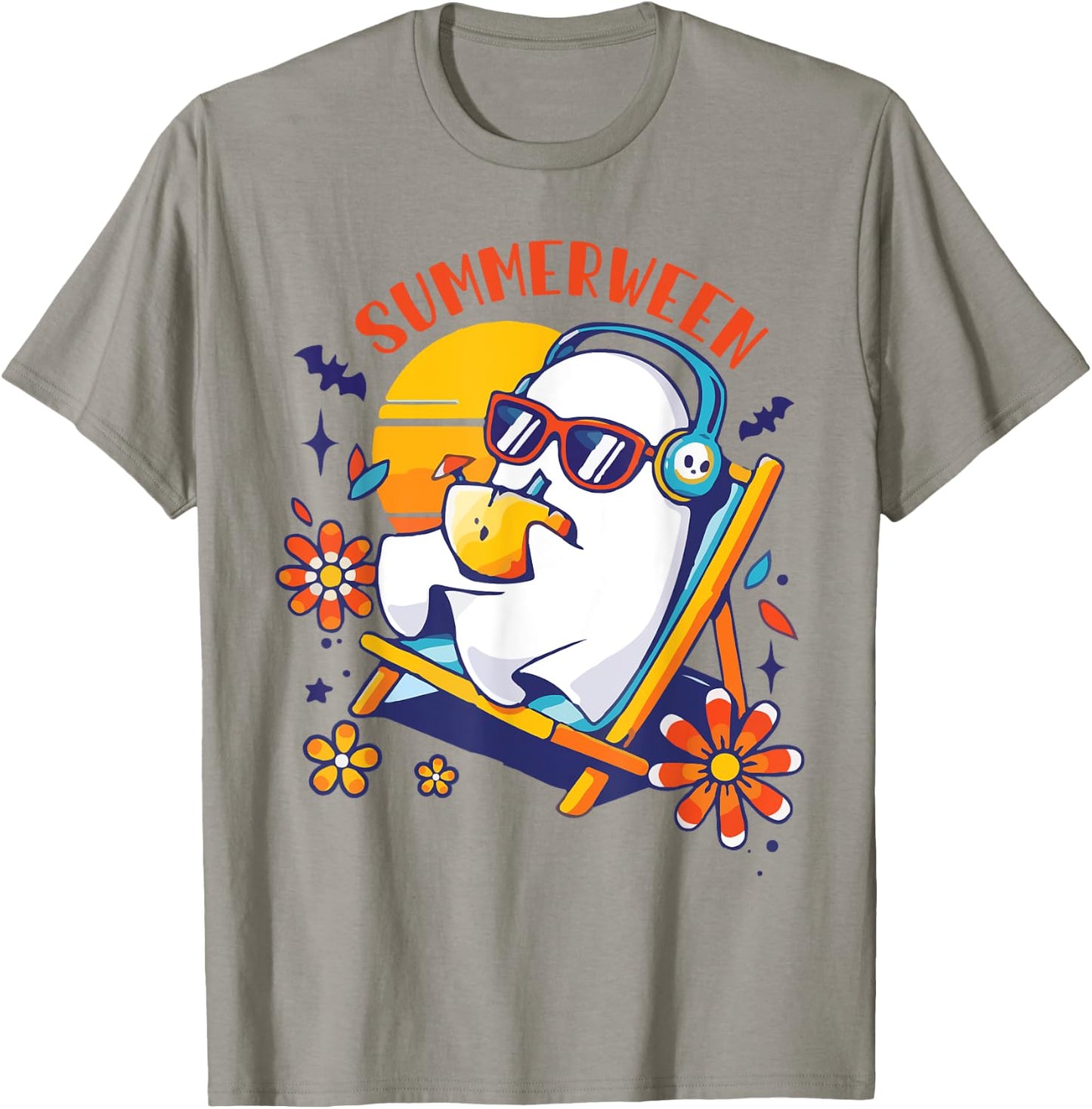 Summerween Cute Spooky Summer Ghost Halloween Lover T-Shirt - T-Shirt | Sand