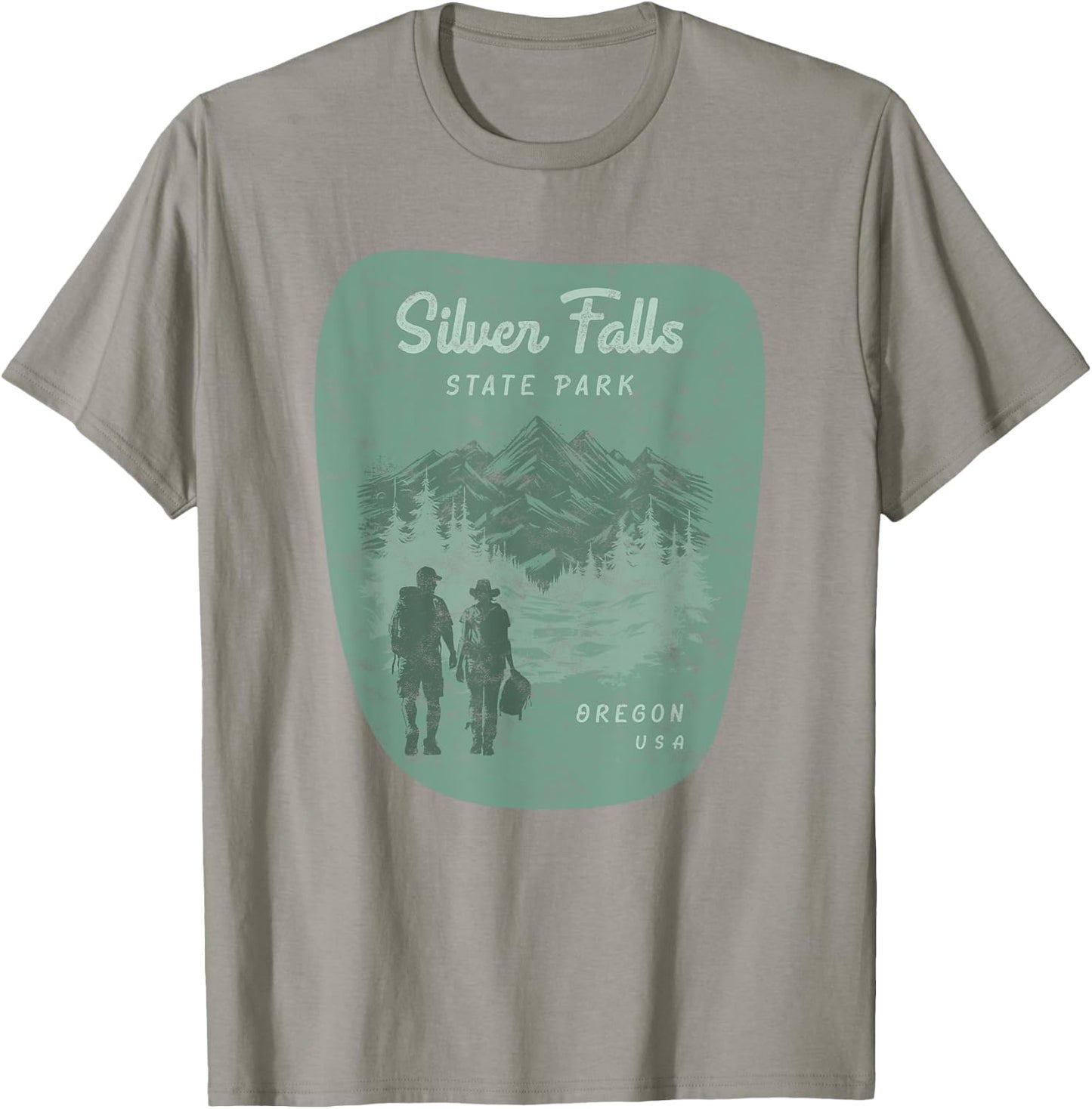 Silver Falls State Park Oregon Hiking Retro Vintage T-Shirt - T-Shirt | Sand