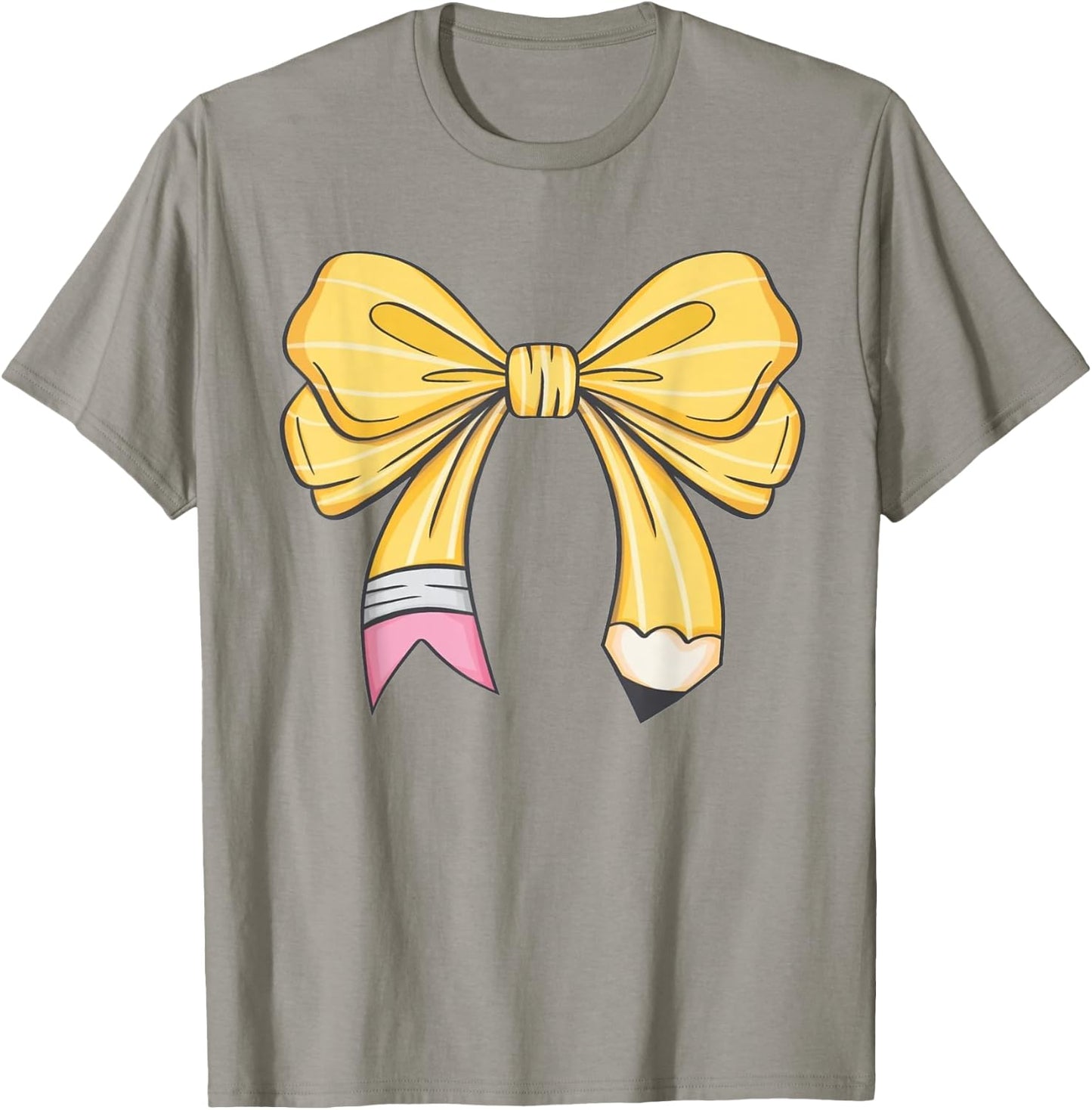 Coquette Pencil Bow Teacher Back To School Men Women T-Shirt - T-Shirt | Sand