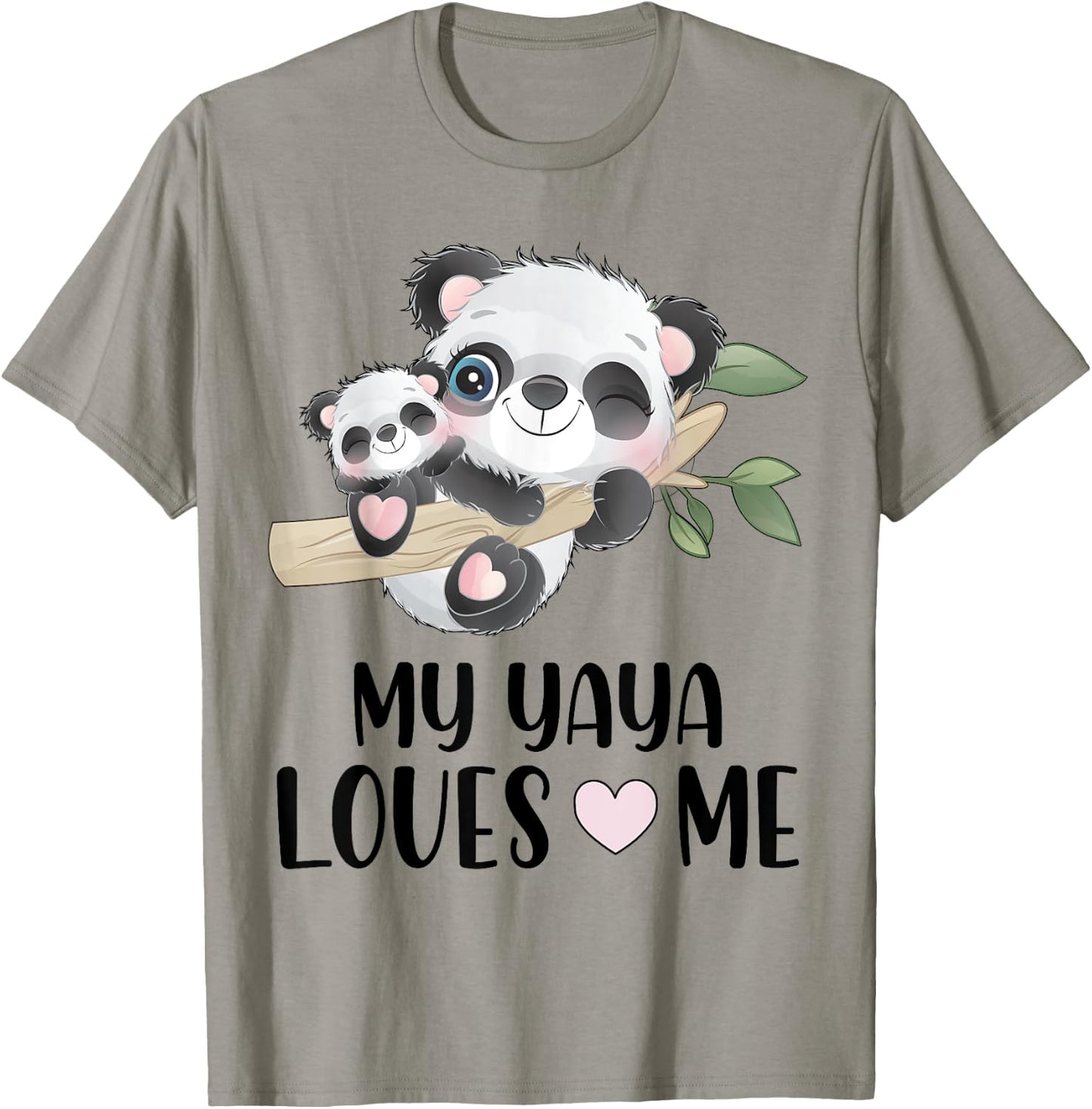 Gift Grandson Granddaughter | Pandas My Yaya Loves Me T-Shirt - T-Shirt | Sand