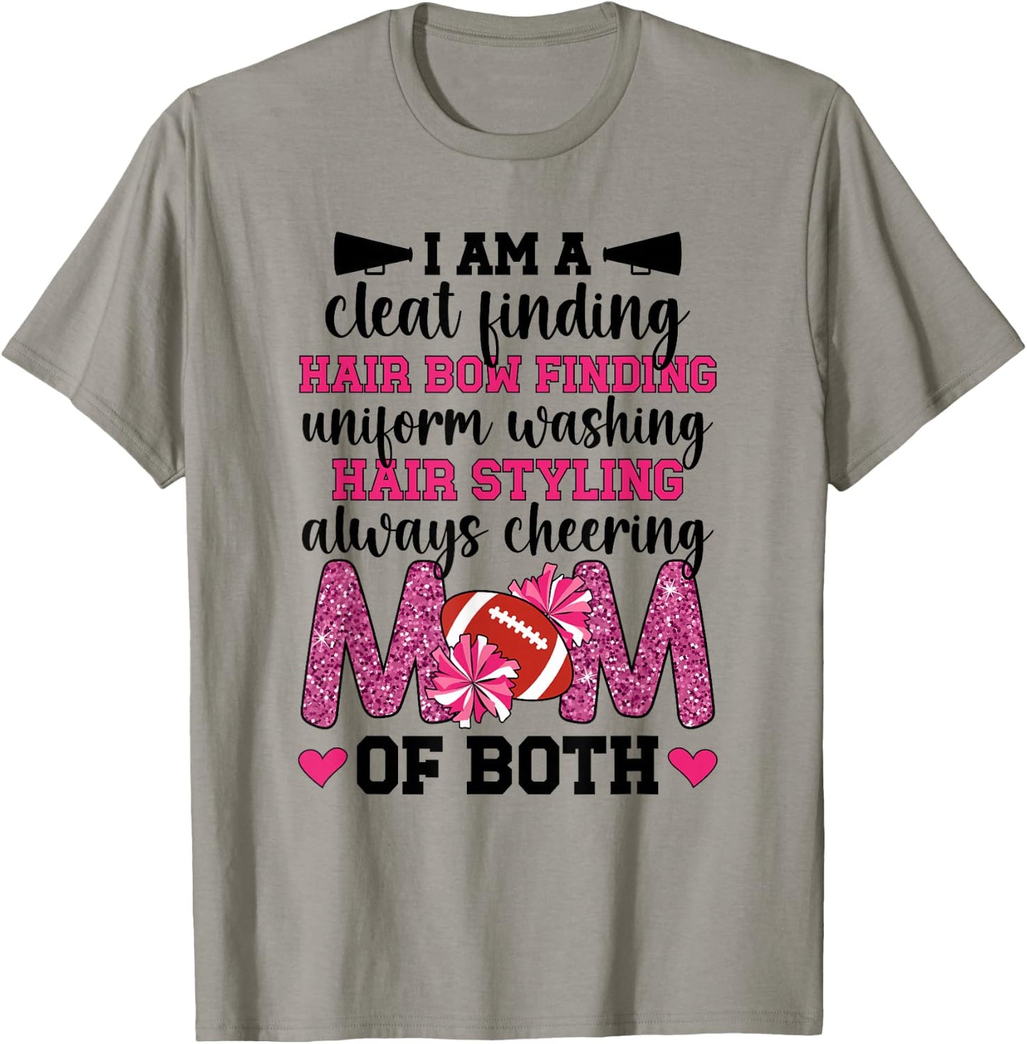 I'm A Mom Of Both Cheer And Football Mom T-Shirt - T-Shirt | Sand