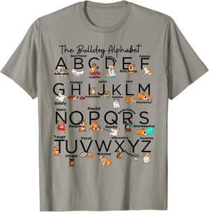 The Bulldog Alphabet Bulldog Mom Animal Cute Pet Dogs T-Shirt - T-Shirt | Sand