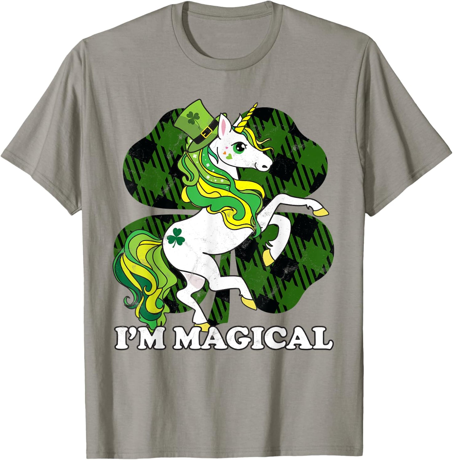 Unicorn Plaid St Patricks Day Magical Lepricorn Girl Women T-Shirt - T-Shirt | Sand
