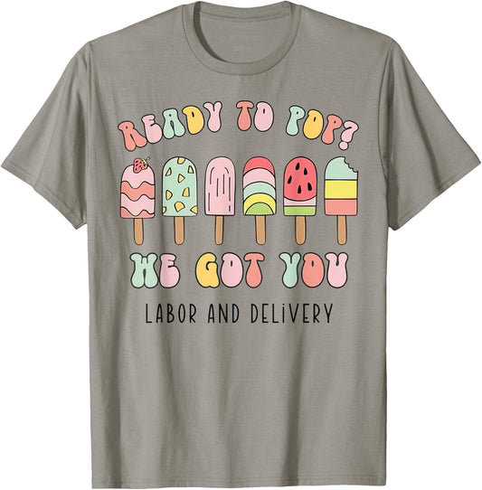 Funny Summer Labor and Delivery Nurse T-Shirt - T-Shirt | Sand
