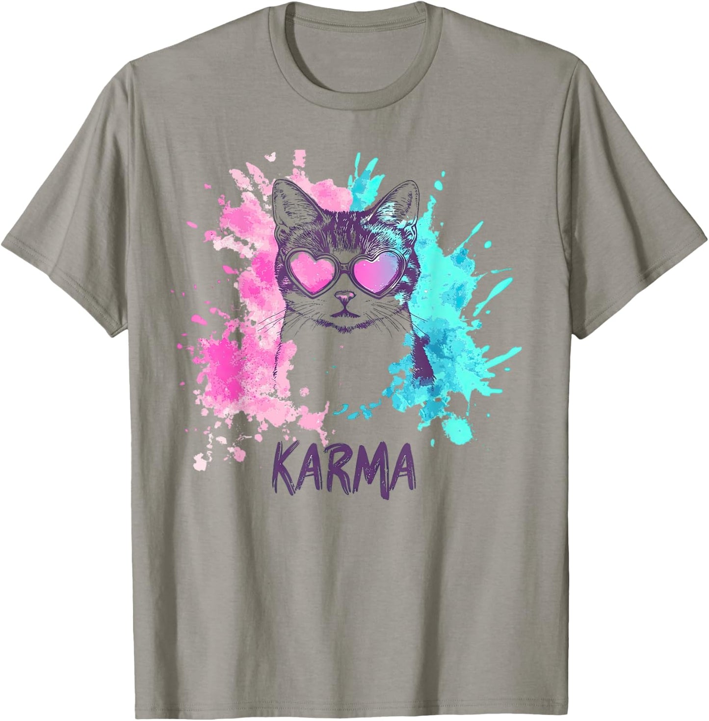 Vintage Cat Karma lovers For Teens Girls Women Men T-Shirt - T-Shirt | Sand
