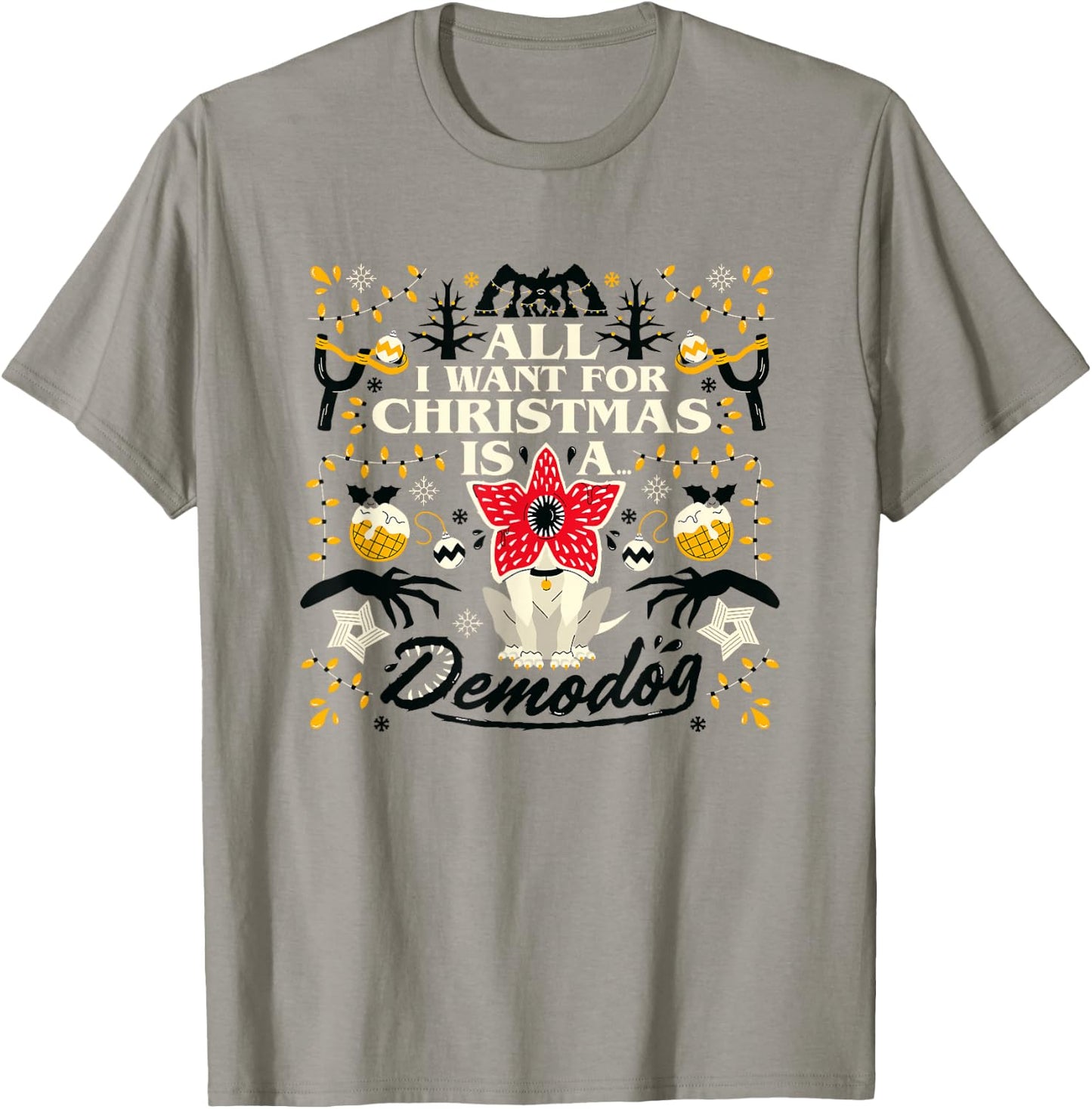Stranger Things Christmas All I Want For Hanukah A Demodog T-Shirt - T-Shirt | Sand