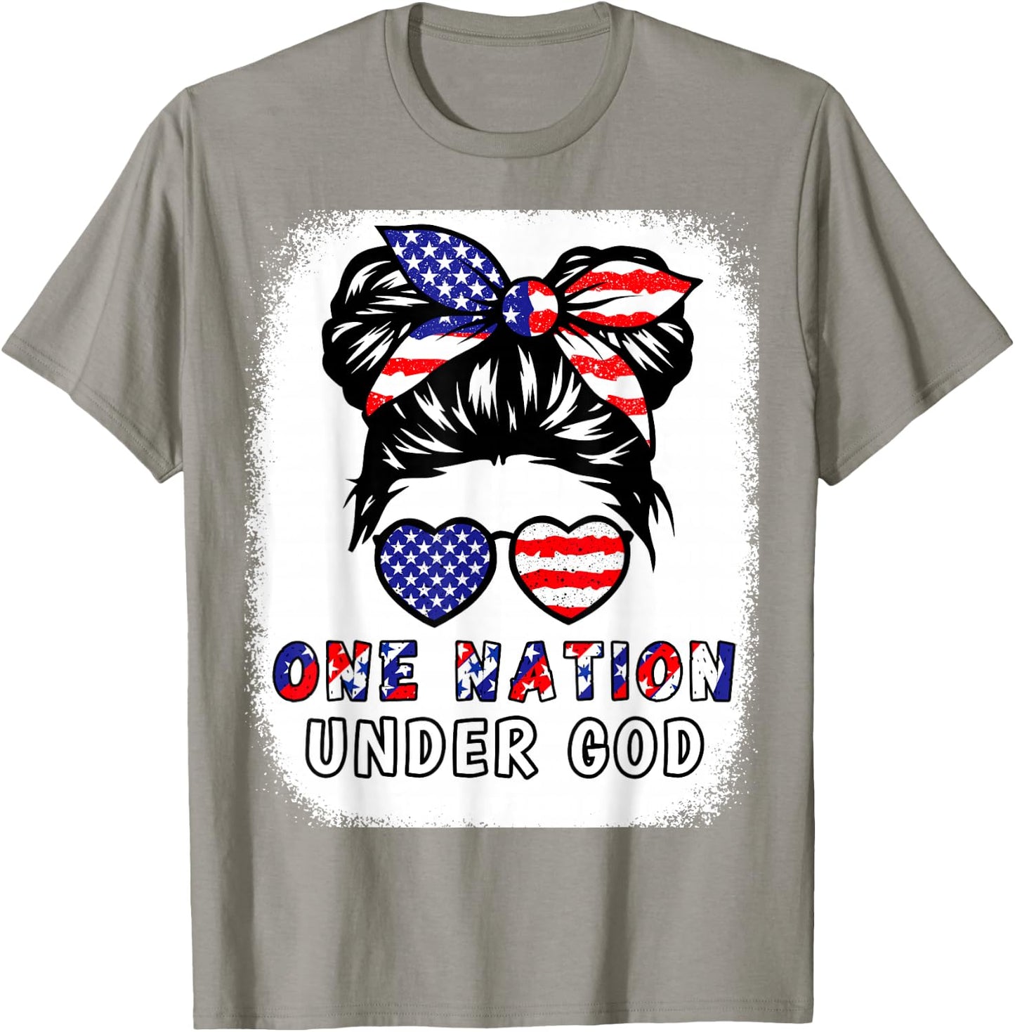 One Nation Under God Girl American Flag Patriotic Christian T-Shirt - T-Shirt | Sand