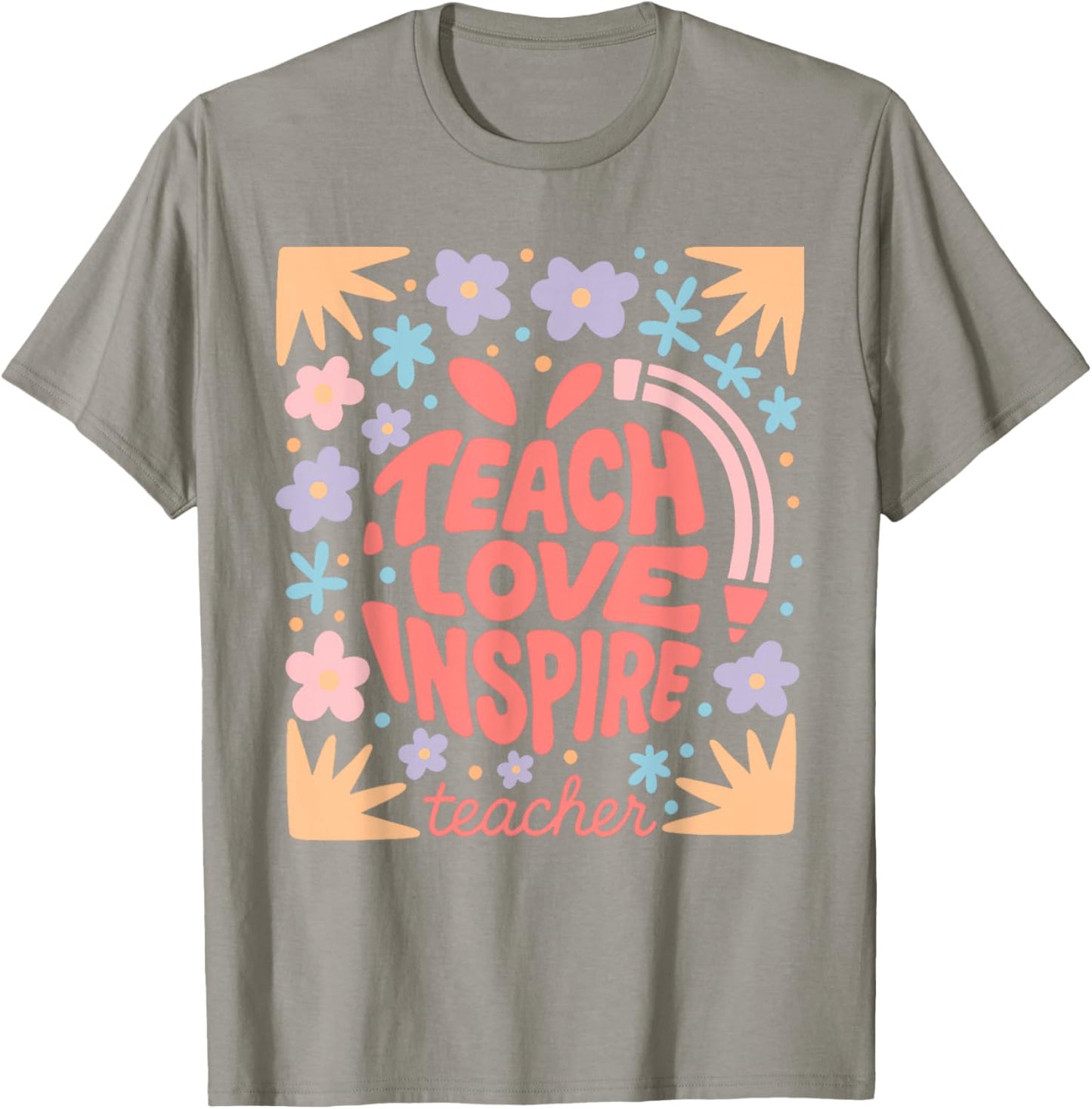 Boho Back to School Teacher Appreciation Flower Teacher T-Shirt - T-Shirt | Sand