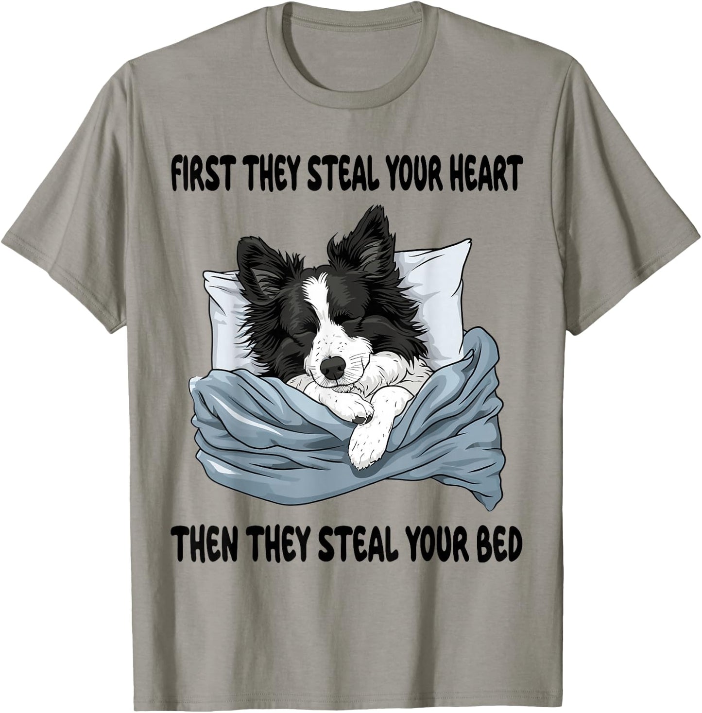 Border Collie Sleeping Pajamas Nightgown T-Shirt - T-Shirt | Sand