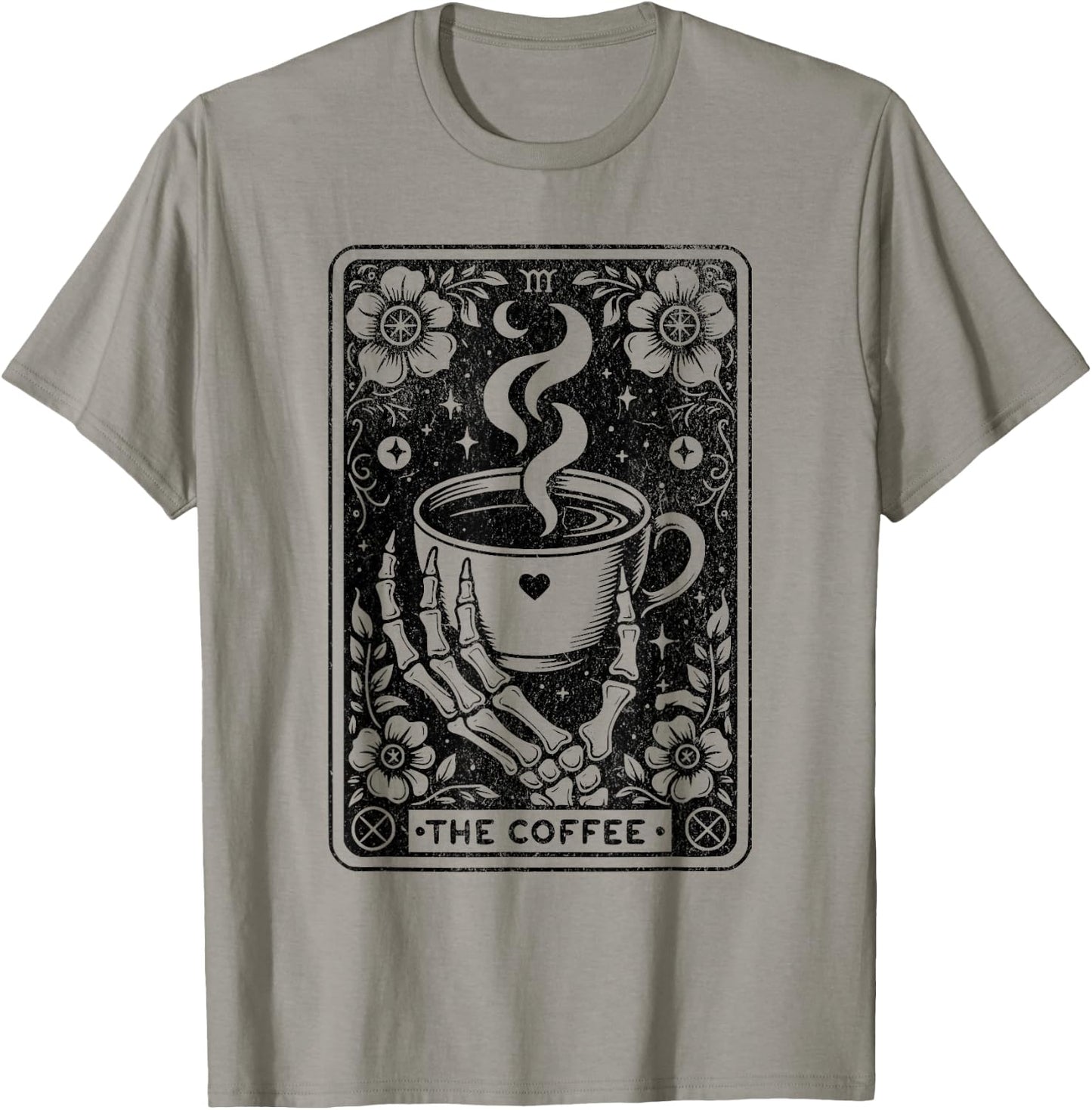 The Coffee Tarot Cards Skeleton Coffee Gifts Tarot Card T-Shirt - T-Shirt | Sand