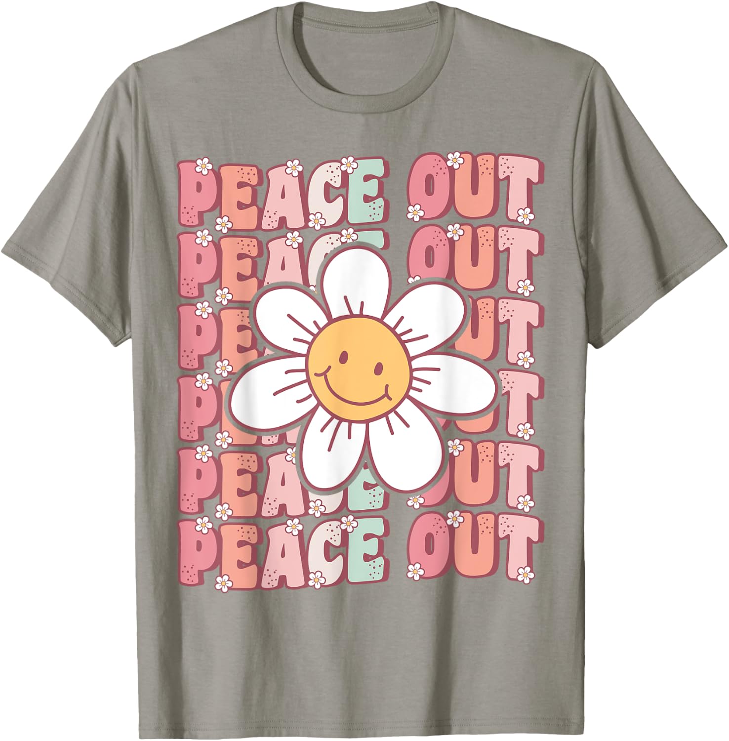 Peace Out Teacher Student Cute Groovy Last Day of School Men Women Kids T-Shirt - T-Shirt | Sand