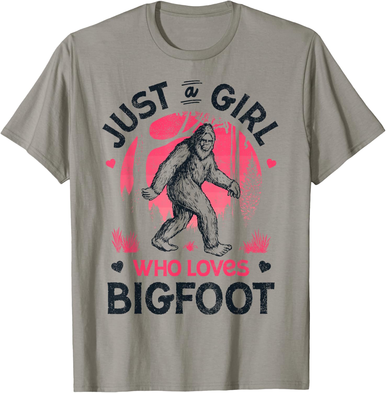 Bigfoot Just A Girl Who Loves Sasquatch Funny Retro Vintage T-Shirt - T-Shirt | Sand
