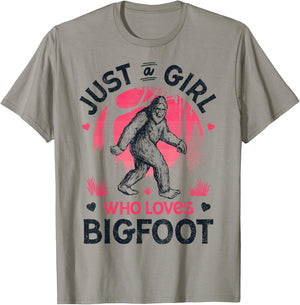 Bigfoot Just A Girl Who Loves Sasquatch Funny Retro Vintage T-Shirt - T-Shirt | Sand