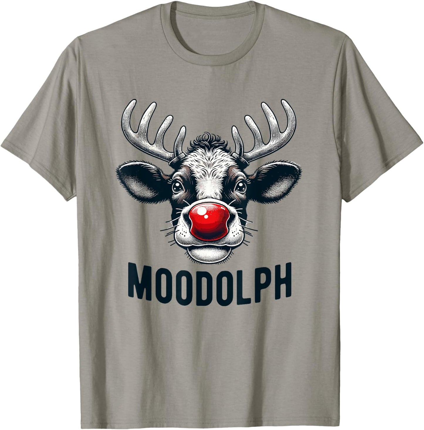 Funny Moodolph Cow Dairy Farmer Christmas Pun T-Shirt - T-Shirt | Sand