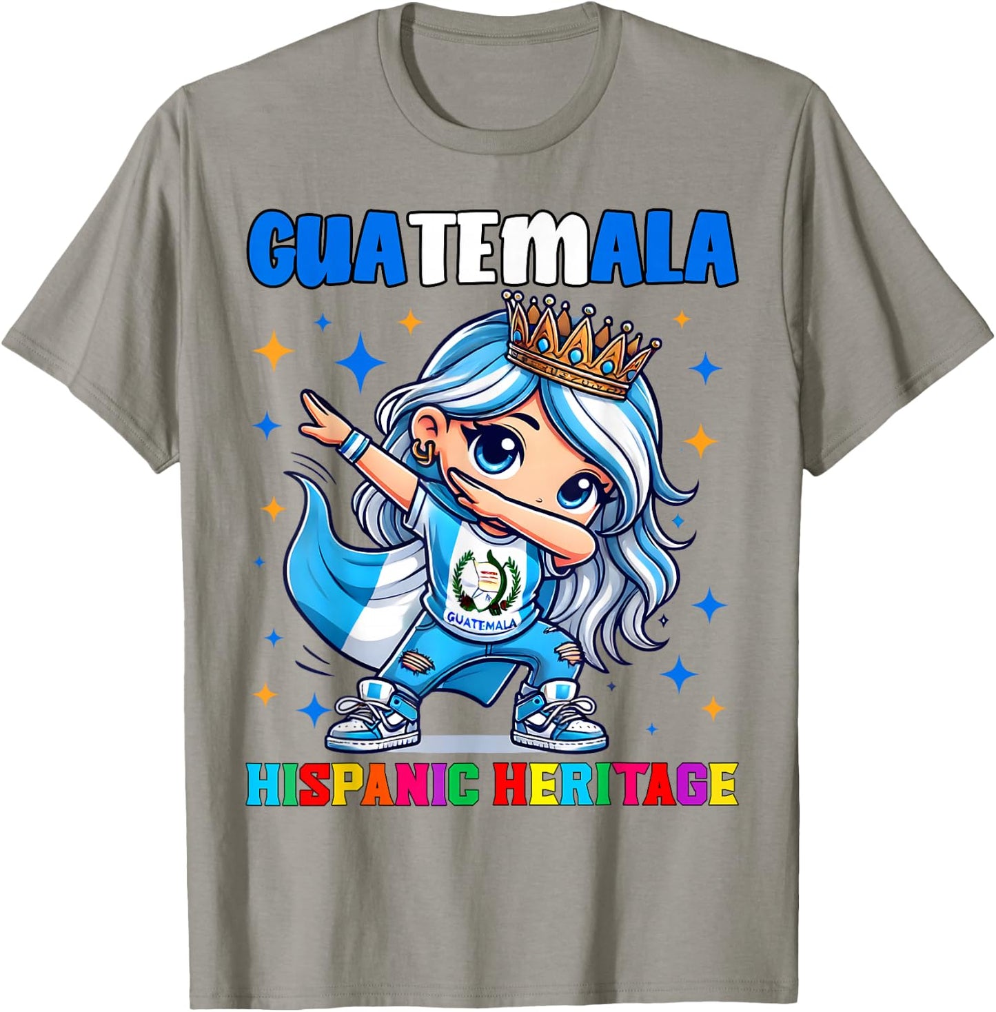 Guatemala Dabbing Girl Hispanic Heritage Celebration T-Shirt - T-Shirt | Sand