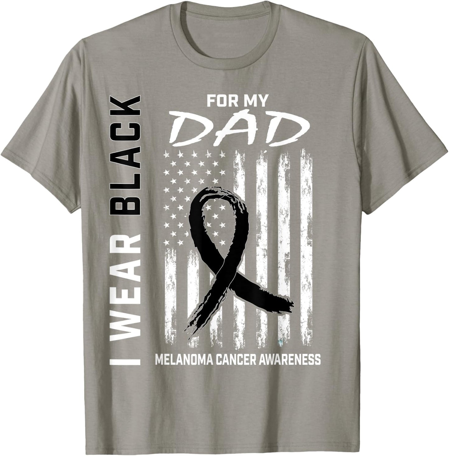Black Ribbon Dad Melanoma Awareness Month Skin Cancer Flag T-Shirt - T-Shirt | Sand