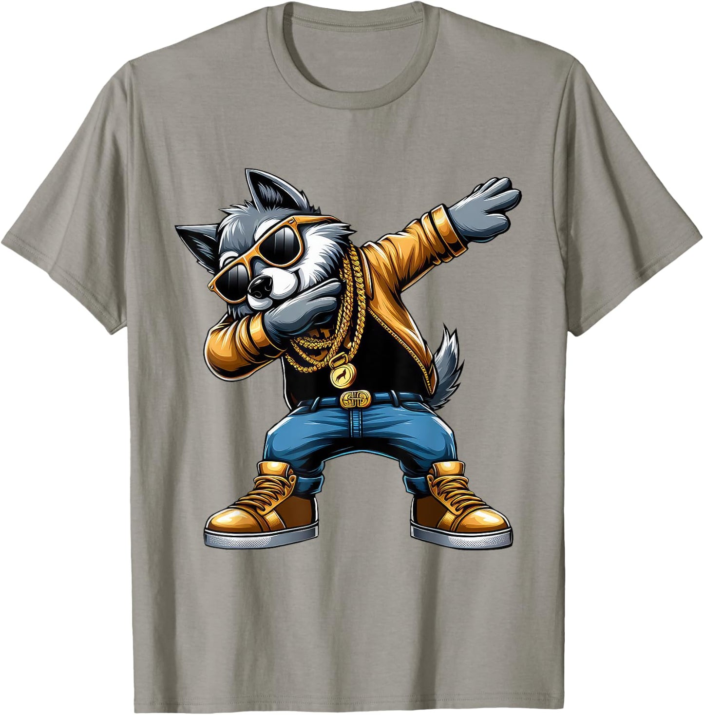 Dabbing Wolf Funny Wolf Dab Dance Boys Girls Kids T-Shirt - T-Shirt | Sand