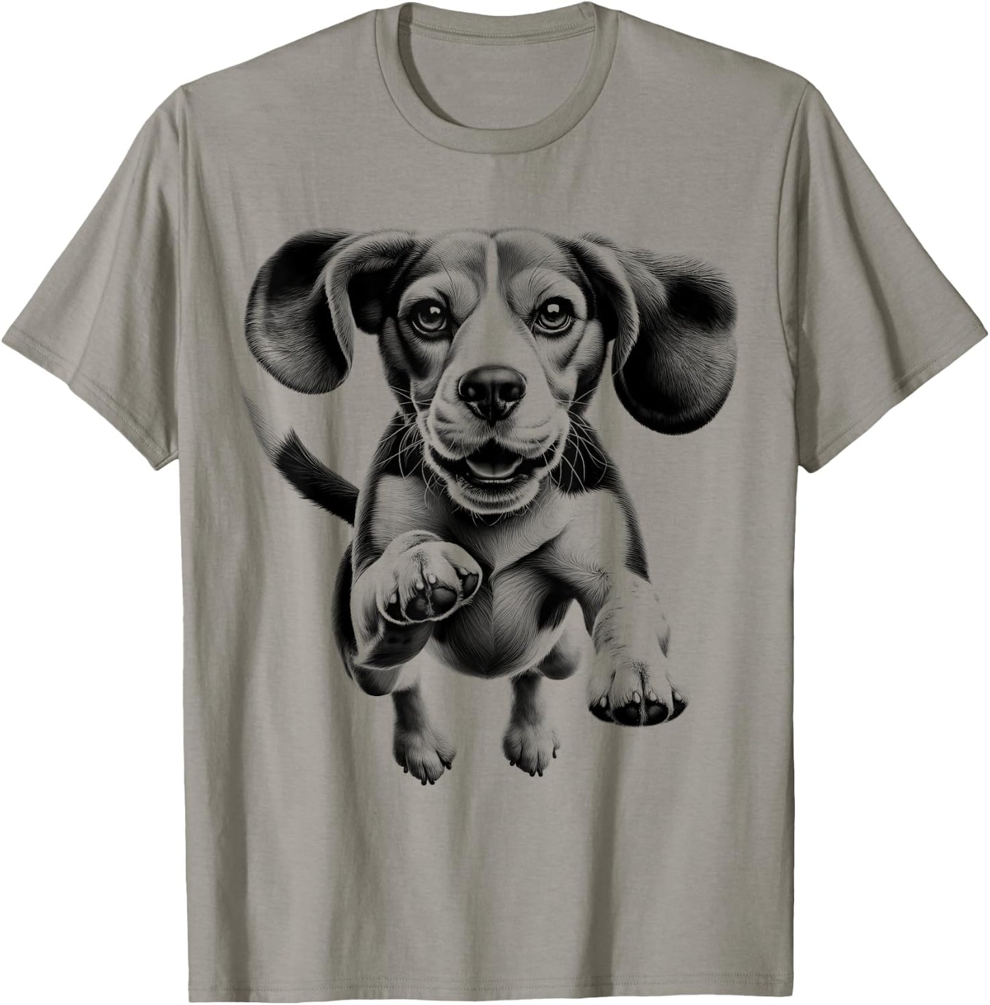 Cute Beagle Dog in Jump T-Shirt - T-Shirt | Sand