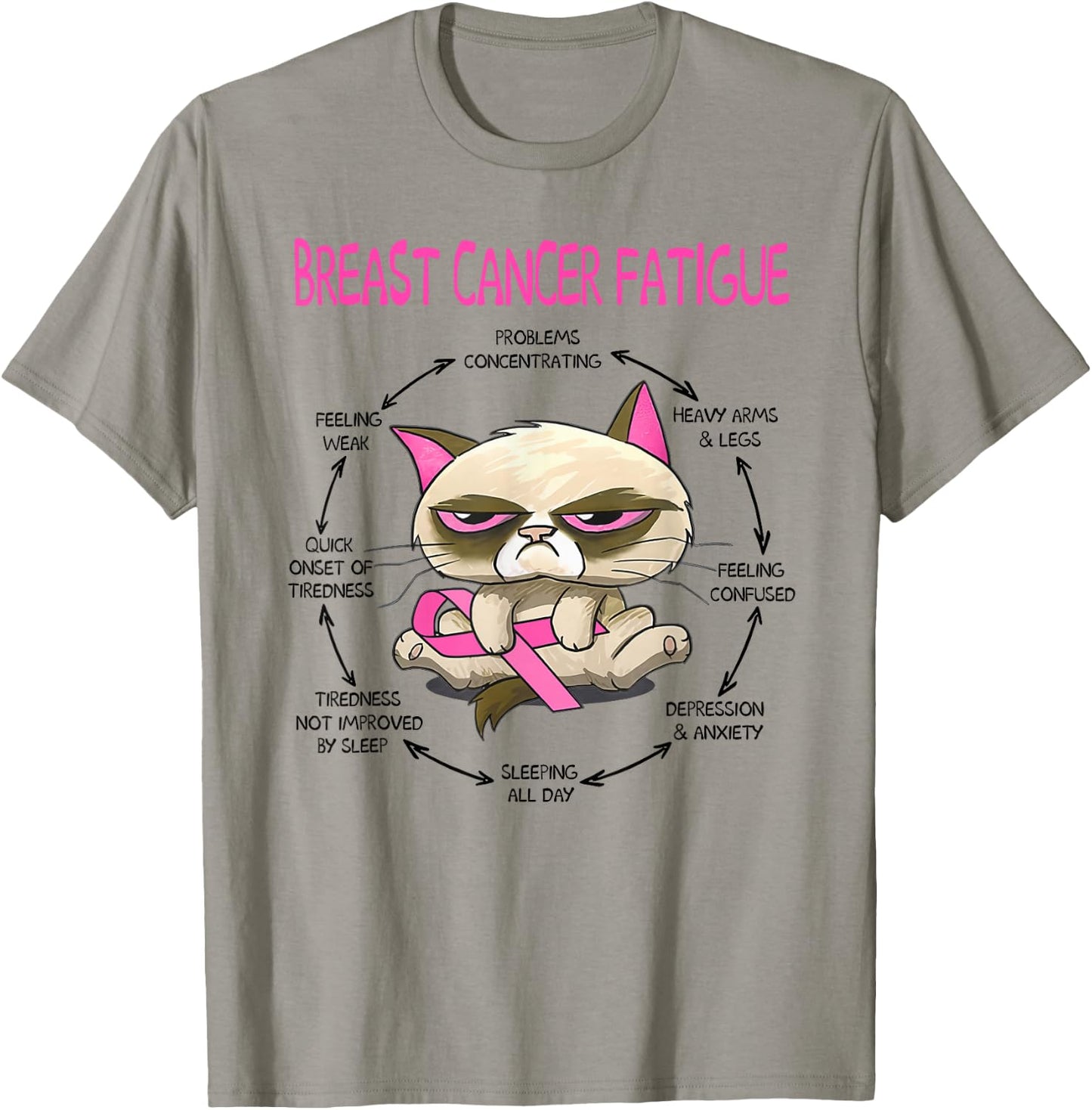 Breast cancer fatigue cat Women T-Shirt - T-Shirt | Sand