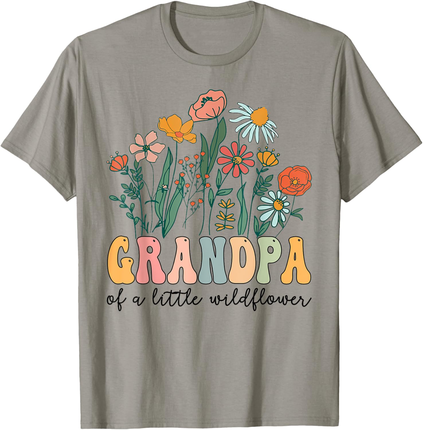 Grandpa Of The Little Wildflower Birthday Party Baby Shower T-Shirt - T-Shirt | Sand