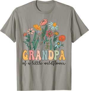 Grandpa Of The Little Wildflower Birthday Party Baby Shower T-Shirt - T-Shirt | Sand