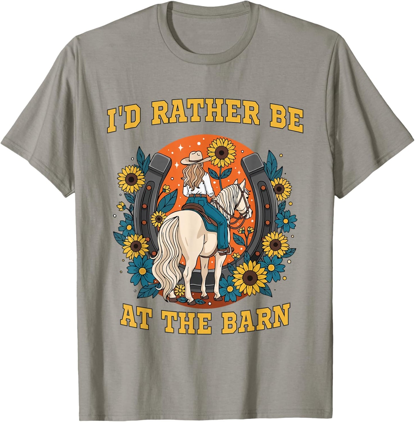 Funny Horse Lover, I'd Rather Be at The Barn T-Shirt - T-Shirt | Sand