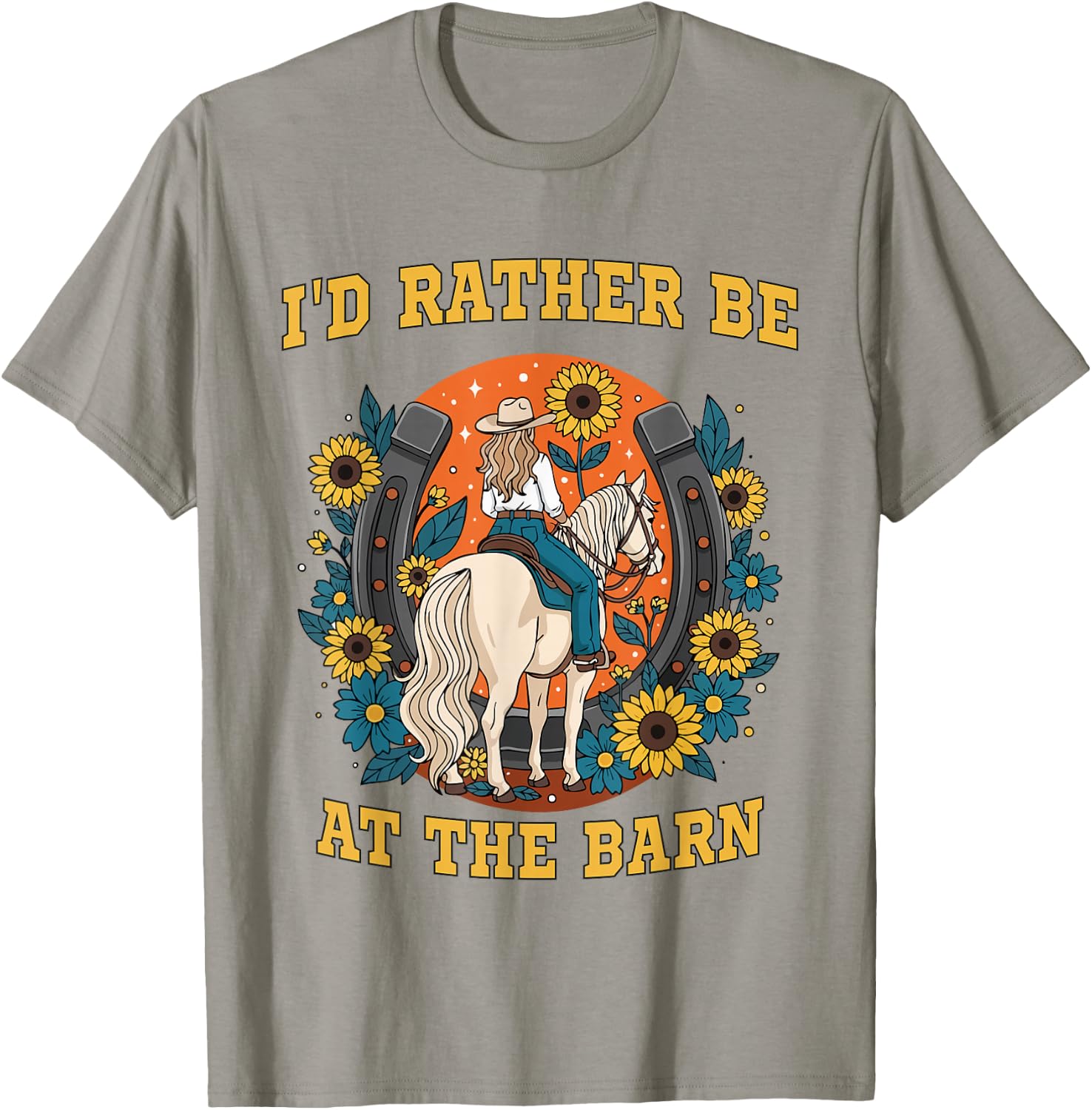 Funny Horse Lover, I'd Rather Be at The Barn T-Shirt - T-Shirt | Sand