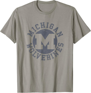University of Michigan Wolverines U of M Classic Retro Stamp T-Shirt - T-Shirt | Sand