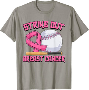 Strike Out Breast Cancer Baseball Breast Cancer Awareness T-Shirt - T-Shirt | Sand