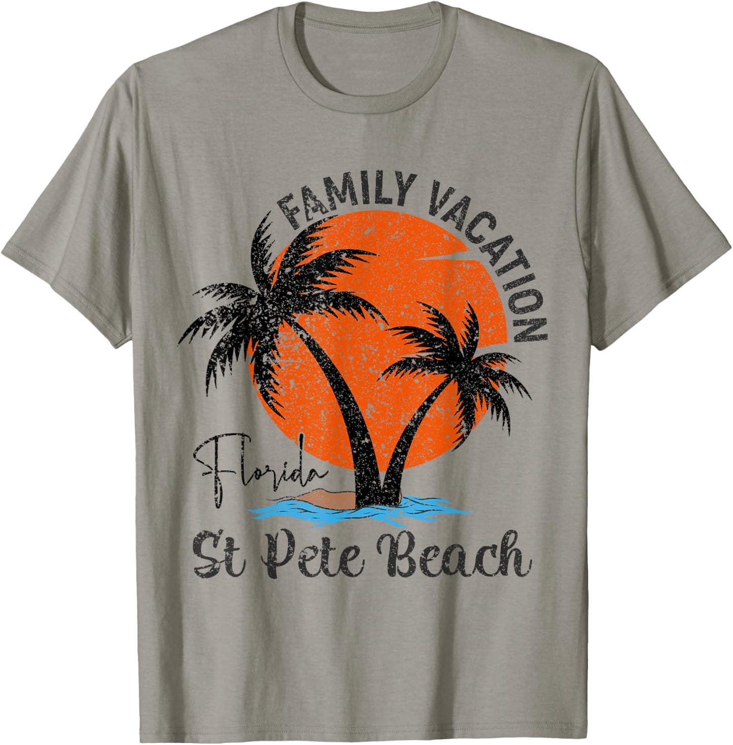 Vintage St Pete Florida Beach Palm Tree Family Vacation Men Women Kids T-Shirt - T-Shirt | Sand