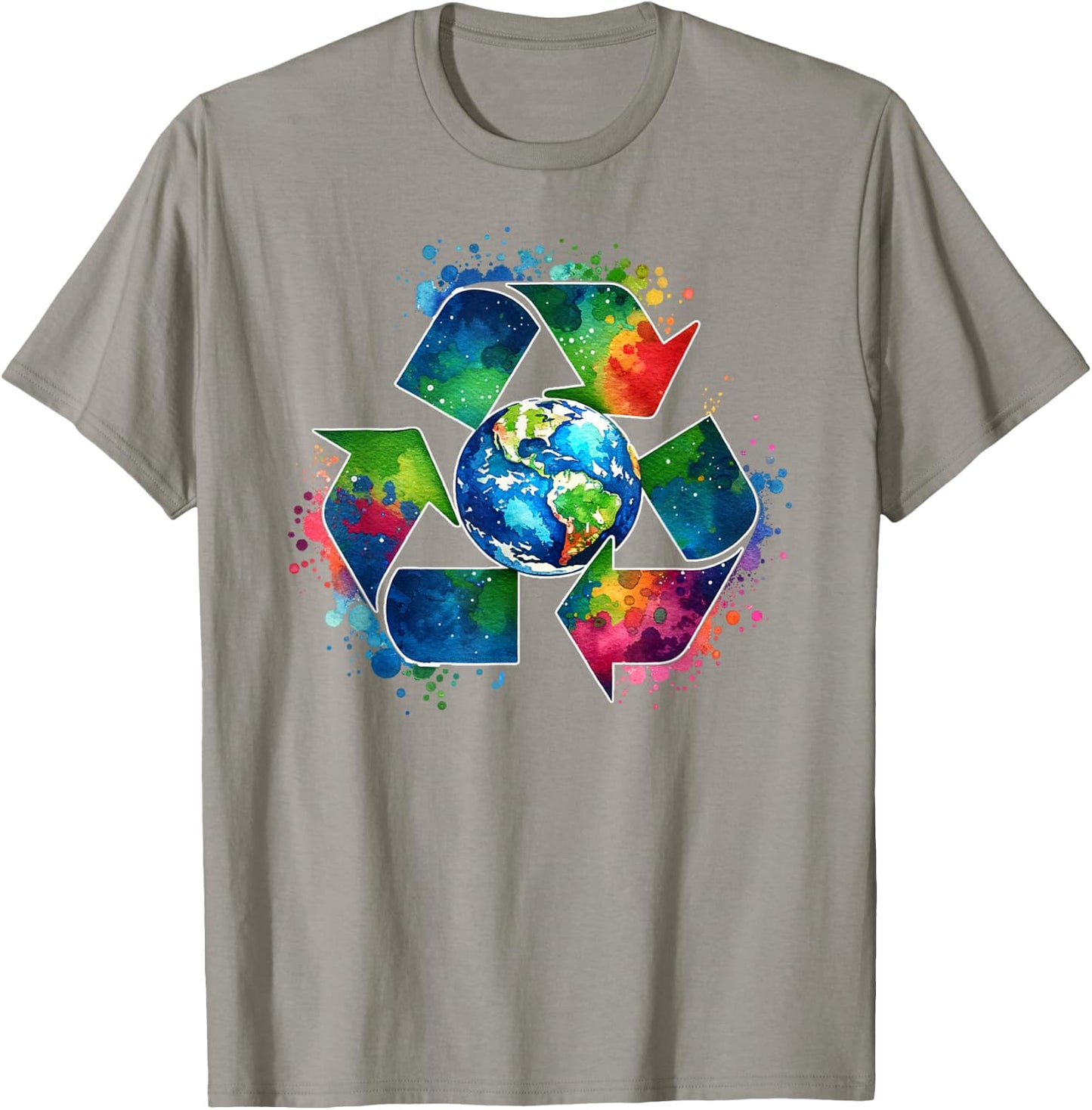 Recycle Symbol with Earth Supporting Earth Day Every Day T-Shirt - T-Shirt | Sand